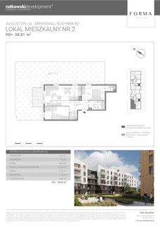 3 pokoje, mieszkanie 58,81 m², parter, oferta nr M2, Forma Augustów, Augustów, ul. Arnikowa 10G