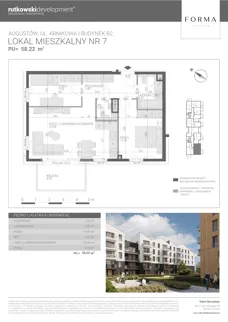 3 pokoje, mieszkanie 58,22 m², piętro 1, oferta nr M7, Forma Augustów, Augustów, ul. Arnikowa 10G