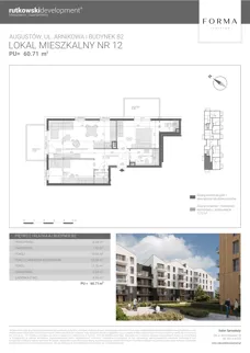 3 pokoje, mieszkanie 60,71 m², piętro 2, oferta nr M12, Forma Augustów, Augustów, ul. Arnikowa 10G