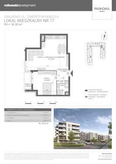 3 pokoje, mieszkanie 52,32 m², parter, oferta nr M77, Parkowa Osiedle, Grajewo, ul. mjr. Jana Tabortowskiego 6