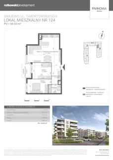 3 pokoje, mieszkanie 68,03 m², piętro 3, oferta nr M124, Parkowa Osiedle, Grajewo, ul. mjr. Jana Tabortowskiego 6