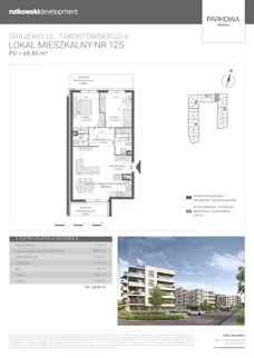 3 pokoje, mieszkanie 68,65 m², piętro 3, oferta nr M125, Parkowa Osiedle, Grajewo, ul. mjr. Jana Tabortowskiego 6