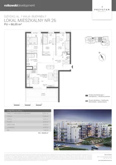 4 pokoje, mieszkanie 66,05 m², piętro 5, oferta nr M26, Apartamenty Przystań - Etap F, Giżycko, al. 1 Maja 34