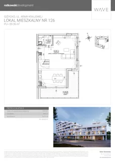 4 pokoje, mieszkanie 89,36 m², piętro 4, oferta nr M126, Wave - Etap 1, Giżycko, ul. Armii Krajowej