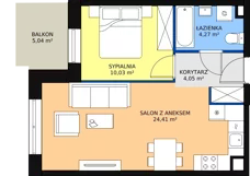 2 pokoje, mieszkanie 42,76 m², piętro 1, oferta nr M26, Ultra Marina, Ełk, Jeziorna, ul. bp. Edwarda Samsela 3