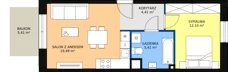 2 pokoje, mieszkanie 41,41 m², piętro 1, oferta nr M46, Ultra Marina, Ełk, Jeziorna, ul. bp. Edwarda Samsela 3