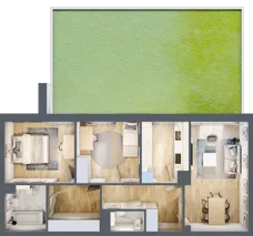 3 pokoje, mieszkanie 67,54 m², parter, oferta nr A1, Warszawska 222, Mińsk Mazowiecki, ul. Warszawska 222