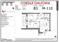 3 pokoje, mieszkanie 46,81 m², piętro 2, oferta nr 110, OSIEDLE DALIOWA, Lublin, Ponikwoda, ul. Daliowa