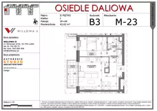 2 pokoje, mieszkanie 42,59 m², piętro 2, oferta nr 23, OSIEDLE DALIOWA, Lublin, Ponikwoda, ul. Daliowa