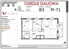 3 pokoje, mieszkanie 63,15 m², piętro 3, oferta nr 71, OSIEDLE DALIOWA, Lublin, Ponikwoda, ul. Daliowa