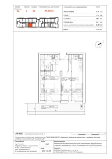 2 pokoje, mieszkanie 41,52 m², piętro 4, oferta nr B46, Osiedle Symfonia, Bydgoszcz, Bielawy, ul. Jana Karola Chodkiewicza 9