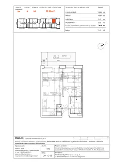 2 pokoje, mieszkanie 36,90 m², piętro 4, oferta nr B95, Osiedle Symfonia, Bydgoszcz, Bielawy, ul. Jana Karola Chodkiewicza 9