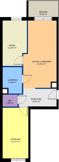 3 pokoje, mieszkanie 60,56 m², piętro 1, oferta nr A65, Osiedle Symfonia, Bydgoszcz, Bielawy, ul. Jana Karola Chodkiewicza 9