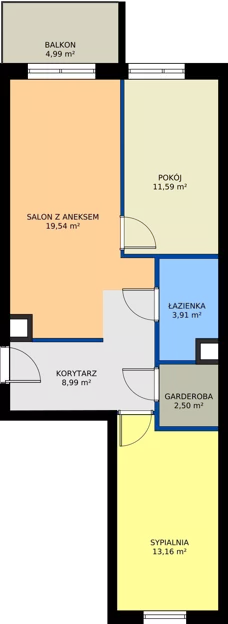 3 pokoje, mieszkanie 59,69 m², parter, oferta nr A9, Osiedle Symfonia, Bydgoszcz, Bielawy, ul. Jana Karola Chodkiewicza 9