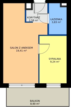 2 pokoje, mieszkanie 35,06 m², parter, oferta nr B48, Osiedle Symfonia, Bydgoszcz, Bielawy, ul. Jana Karola Chodkiewicza 9