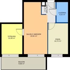 3 pokoje, mieszkanie 49,45 m², piętro 1, oferta nr B11, Osiedle Symfonia, Bydgoszcz, Bielawy, ul. Jana Karola Chodkiewicza 9