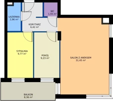 3 pokoje, mieszkanie 61,38 m², piętro 4, oferta nr B97, Osiedle Symfonia, Bydgoszcz, Bielawy, ul. Jana Karola Chodkiewicza 9