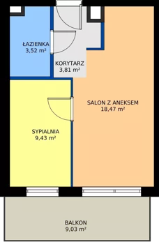 2 pokoje, mieszkanie 35,23 m², piętro 2, oferta nr B29, Osiedle Symfonia, Bydgoszcz, Bielawy, ul. Jana Karola Chodkiewicza 9