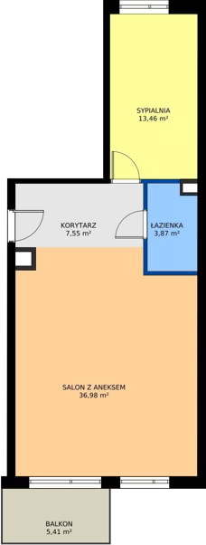 3 pokoje, mieszkanie 61,86 m², piętro 4, oferta nr B44, Osiedle Symfonia, Bydgoszcz, Bielawy, ul. Jana Karola Chodkiewicza 9