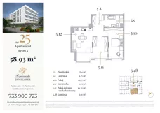 3 pokoje, apartament 58,83 m², piętro 4, oferta nr 25, Jeziorna 18, Ełk, Szyba, ul. Jeziorna 18