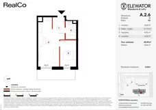 2 pokoje, mieszkanie 40,49 m², piętro 2, oferta nr A.2.6, ELEWATOR. Mieszkania&Lofty - mieszkania, Wrocław, Kleczków, Psie Pole, Rychtalska/Zakładowa
