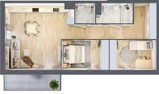 3 pokoje, mieszkanie 68,53 m², piętro 1, oferta nr 01.A.03, Nowa Pabianicka, Wrocław, Krzyki-Partynice, Krzyki, ul. Pabianicka 25