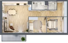 3 pokoje, mieszkanie 77,29 m², piętro 1, oferta nr 01.D.05, Nowa Pabianicka, Wrocław, Krzyki-Partynice, Krzyki, ul. Pabianicka 25