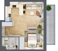 1 pokój, mieszkanie 37,42 m², piętro 2, oferta nr 02.D.07, Nowa Pabianicka, Wrocław, Krzyki-Partynice, Krzyki, ul. Pabianicka 25
