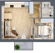 2 pokoje, mieszkanie 41,74 m², piętro 3, oferta nr 03.B.24, Nowa Pabianicka, Wrocław, Krzyki-Partynice, Krzyki, ul. Pabianicka 25