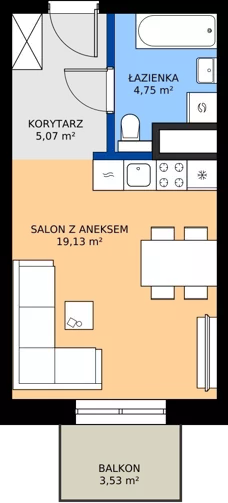 1 pokój, mieszkanie 28,95 m², piętro 6, oferta nr A.6.8, ELEWATOR. Mieszkania&Lofty - mieszkania, Wrocław, Kleczków, Psie Pole, Rychtalska/Zakładowa