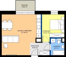 2 pokoje, mieszkanie 46,57 m², piętro 2, oferta nr B.2.9, ELEWATOR. Mieszkania&Lofty - mieszkania, Wrocław, Kleczków, Psie Pole, Rychtalska/Zakładowa
