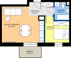 2 pokoje, mieszkanie 40,95 m², piętro 1, oferta nr B.1.5, ELEWATOR. Mieszkania&Lofty - mieszkania, Wrocław, Kleczków, Psie Pole, Rychtalska/Zakładowa