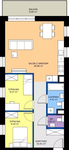 3 pokoje, mieszkanie 66,43 m², piętro 2, oferta nr B.2.8, ELEWATOR. Mieszkania&Lofty - mieszkania, Wrocław, Kleczków, Psie Pole, Rychtalska/Zakładowa