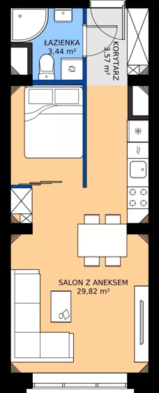 1 pokój, apartament 36,83 m², piętro 1, oferta nr EZ.1.1.4, ELEWATOR. Mieszkania&Lofty - lofty, Wrocław, Kleczków, Psie Pole, Rychtalska 