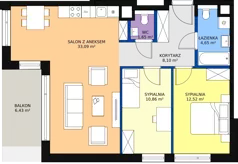 3 pokoje, mieszkanie 70,96 m², piętro 1, oferta nr A.1.7, Leśna Sonata, Sopot, Górny Sopot, Przylesie, ul. 23 Marca