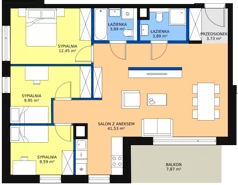 4 pokoje, mieszkanie 84,10 m², piętro 1, oferta nr A.1.8, Leśna Sonata, Sopot, Górny Sopot, Przylesie, ul. 23 Marca