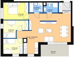 4 pokoje, mieszkanie 84,21 m², piętro 2, oferta nr A.2.8, Leśna Sonata, Sopot, Górny Sopot, Przylesie, ul. 23 Marca