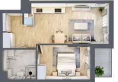 2 pokoje, mieszkanie 43,76 m², piętro 1, oferta nr A.23, Hi Mokotów, Warszawa, Ursynów, Wyczółki, ul. Bokserska 63