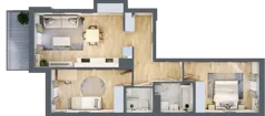 3 pokoje, mieszkanie 65,33 m², piętro 7, oferta nr B.32, Hi Mokotów, Warszawa, Ursynów, Wyczółki, ul. Bokserska 63