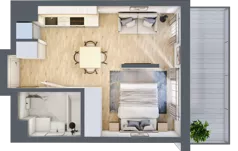 1 pokój, mieszkanie 28,86 m², piętro 1, oferta nr B.06, Hi Mokotów, Warszawa, Ursynów, Wyczółki, ul. Bokserska 63