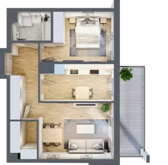 2 pokoje, mieszkanie 51,10 m², piętro 3, oferta nr B.47, Hi Mokotów, Warszawa, Ursynów, Wyczółki, ul. Bokserska 63