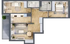 3 pokoje, mieszkanie 66,38 m², piętro 5, oferta nr B.53, Hi Mokotów, Warszawa, Ursynów, Wyczółki, ul. Bokserska 63