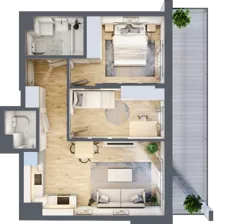 3 pokoje, mieszkanie 51,73 m², piętro 5, oferta nr B.87, Hi Mokotów, Warszawa, Ursynów, Wyczółki, ul. Bokserska 63