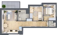 3 pokoje, mieszkanie 53,47 m², piętro 1, oferta nr B.105, Hi Mokotów, Warszawa, Ursynów, Wyczółki, ul. Bokserska 63