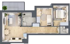 3 pokoje, mieszkanie 53,53 m², piętro 2, oferta nr B.110, Hi Mokotów, Warszawa, Ursynów, Wyczółki, ul. Bokserska 63