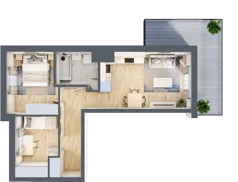 3 pokoje, mieszkanie 47,82 m², piętro 4, oferta nr C.21, Hi Mokotów, Warszawa, Ursynów, Wyczółki, ul. Bokserska 63