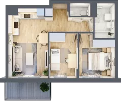 3 pokoje, mieszkanie 48,94 m², piętro 2, oferta nr C.12, Hi Mokotów, Warszawa, Ursynów, Wyczółki, ul. Bokserska 63