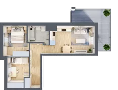 3 pokoje, mieszkanie 47,83 m², piętro 1, oferta nr C.06, Hi Mokotów, Warszawa, Ursynów, Wyczółki, ul. Bokserska 63