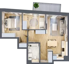 3 pokoje, mieszkanie 57,34 m², piętro 3, oferta nr M.44, Craft Zabłocie, Kraków, Podgórze, Zabłocie, ul. Zabłocie 22A
