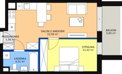 2 pokoje, mieszkanie 40,51 m², piętro 3, oferta nr M.53, Craft Zabłocie, Kraków, Podgórze, Zabłocie, ul. Zabłocie 22A